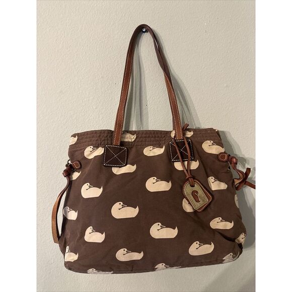 Dooney & Bourke Handbags - Vintaged DOONEY & BOURKE Women Brown and Tan Fabric Duck Patterned Bag Handbag